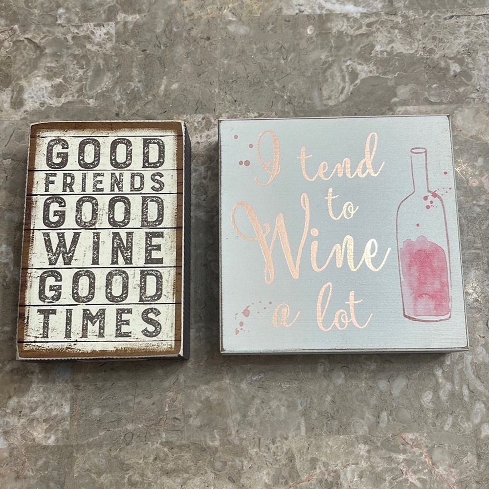 2 “wine” wood signs